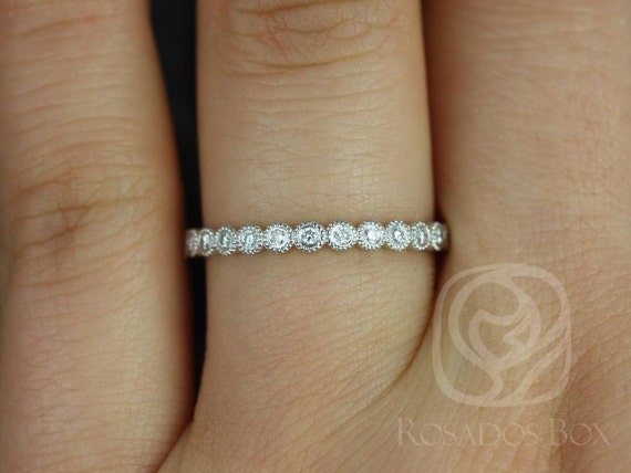 Petite Bubbles 14kt Bezel WITH Milgrain Diamond HALFWAY Eternity Ring,Art Deco Diamond Ring,Diamond Ring,Wedding Ring,Anniversary Ring