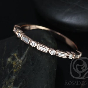 Ivanna 14kt Rose Gold Rund & Baguette Diamanten OHNE Milgrain HALFWAY Eternity Ring