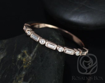 Ivanna 14kt Rose Gold Round & Baguette Diamonds WITHOUT Milgrain HALFWAY Eternity Ring