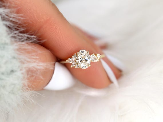 1ct Wisteria 14kt Gold Diamond Cluster Ring,Art Deco Floral Engagement Ring,Unique Oval Cut Ring,Oval Multi-Stone Ring,Anniversary Ring