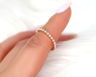 Petite Naomi 14kt Rose Gold Diamond ALMOST Eternity Ring,Single Prong Ring,Dainty Ring,Diamond Wedding Ring,Petite Ring,Anniversary Gift