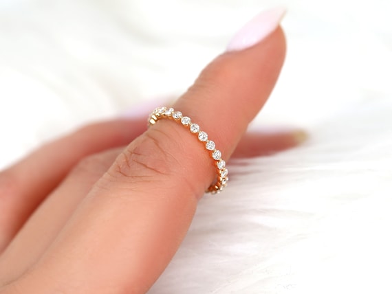 Petite Naomi 14kt Rose Gold Diamond ALMOST Eternity Ring,Single Prong Ring,Dainty Ring,Diamond Wedding Ring,Petite Ring,Anniversary Gift