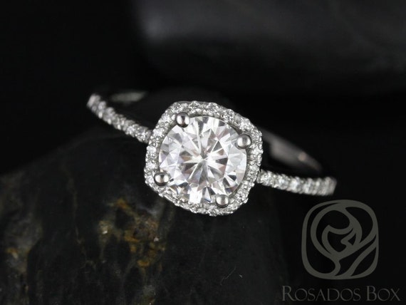 Barra 3/4ct 14kt White Gold Round Diamond Cushion Halo Engagement Ring