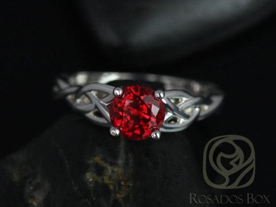 Cassidy 6mm 14kt Solid White Gold Round Ruby Celtic Love Knot Triquetra Engagement Ring