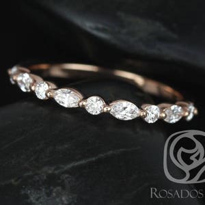 Petite Cher 14kt Marquise Round Diamond HALFWAY Eternity Ring,Single Prong Diamond Ring,Art Deco Ring,Gift For Her,Unique Wedding Ring