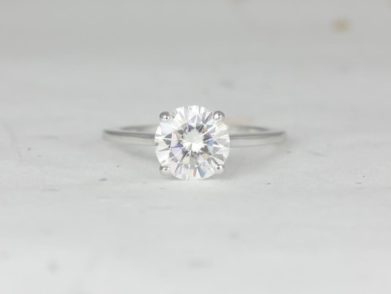 2ct Dixie 8mm 14kt Moissanite Dainty Round Solitaire Ring,Cathedral Round Engagement Ring,Minimalist Wedding Ring,Anniversary Gift