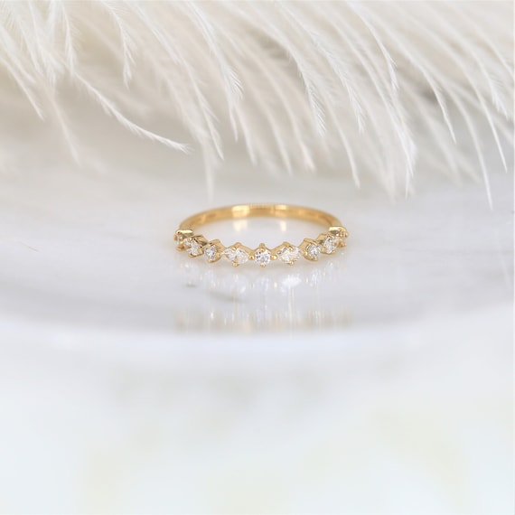 Petite Coraline 14kt Marquise Round Diamond HALFWAY Eternity Ring,Floating Diamond Ring,Art Deco Ring,Unique Wedding Ring,Anniversary Gift