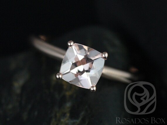 Ready to ship Albina 6mm 14kt Rose Gold Morganite Petite Tulip Cushion Solitaire Engagement Ring