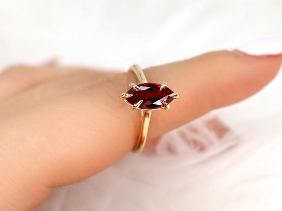 Morticia 14x7mm 14kt Ruby Marquise Solitaire Ring,Unique Marquise Ring, Marquise Engagement Ring,Marquise Cut Ring,Ruby Ring,July Birthstone