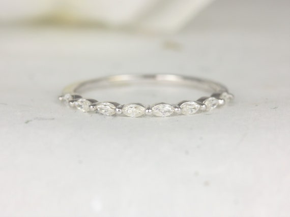 Ultra Petite Leona 14kt Moissanite  Floating Marquise HALFWAY Eternity Ring,Marquise Ring,Unique Eternity Ring,Anniversary Gift,Wedding Ring