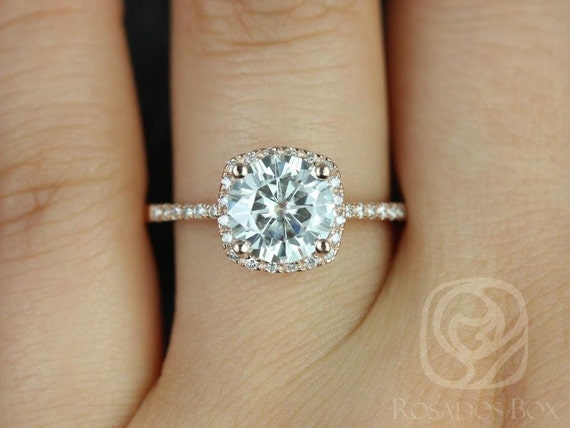 2ct Barra 8mm 14kt Moissanite Diamond Cushion Halo Ring,Cushion Engagement Ring,Unique Halo Ring,Anniversary Gift,Dainty Cushion Ring
