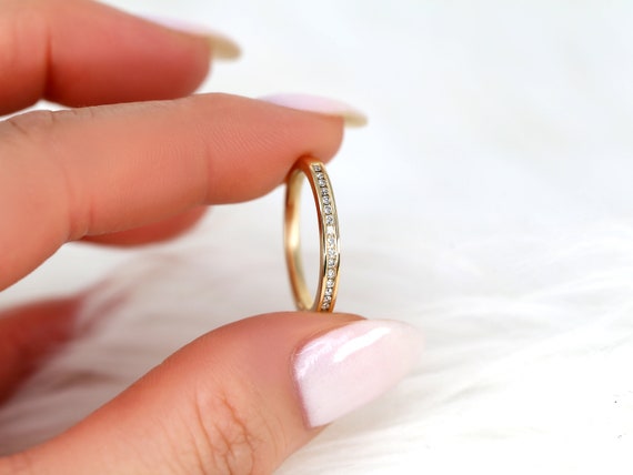 Ready to Ship Martha 14kt Gold Round Channel Set Diamond ALMOST Eternity Ring,Dainty Diamond Ring,Anniversary Ring,Gift For Her,Dainty Band