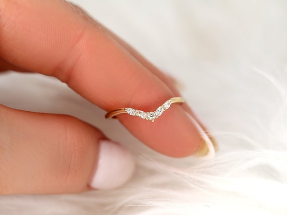 Rhae 14kt Gold Diamond Nesting Ring,Diamond Stacking Ring,Nature Curved Ring,Unique Wedding Ring,Gift For Her,Anniversary Ring,Unique Ring