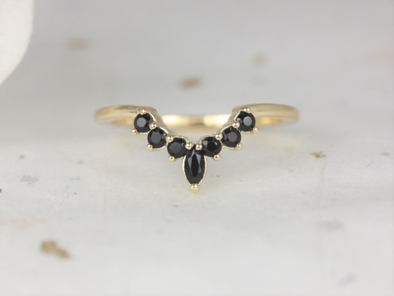 Marjorie 14kt Gold Black Onyx Nesting Ring,Contoured Ring,Curved Ring,Unique Ring,Black Wedding Ring,Anniversary Gift,Stacking Ring