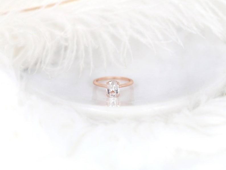 1.79ct Ready to Ship Tansy 14kt Rose Gold Faint Blush Champagne Sapphire Cushion Hidden Halo Ring,Unique Sapphire Ring,Secret Halo Ring image 3