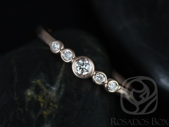 Ready to Ship Bubbly 14kt Rose Gold Diamond Stack Ring,Bezel Set Ring,5 Stone Ring,Gift For Her,Pinky Ring,Anniversary Ring,Diamond Ring