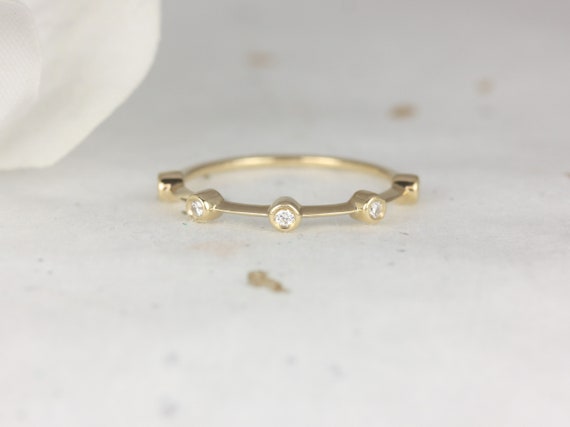 Ready to Ship Ultra Petite Ariel 14kt Gold Floating Diamond HALFWAY Eternity Ring,Dainty Bubbles Ring,Petite Ring,Unique Wedding Ring