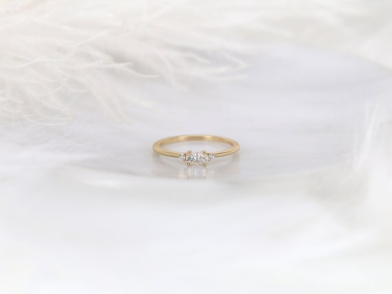 Wren 14kt Gold Diamond Dainty Cluster Ring,Three Stone Diamond Ring,Minimalist Stacking Ring,Gift For Her,Birthday Gift,Anniversary Gift