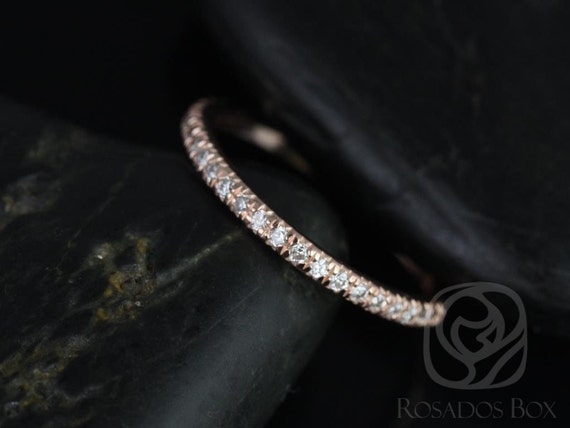 14kt Solid Rose Gold Thin Diamond Micropave Matching Band to Callie/Becca Glitter Pave HALFWAY Eternity Ring