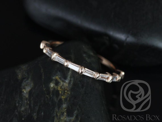 Ready to Ship Baguettella (size 4.75) 14kt YELLOW Gold Dainty Thin East West Baguette Diamond HALFWAY Eternity Ring