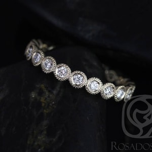 Ready to Ship Original Bubbles 2.8mm 14kt WHITE Gold WITH Milgrain Diamond FULL Eternity Ring,Bezel Set Ring,Diamond Wedding Ring
