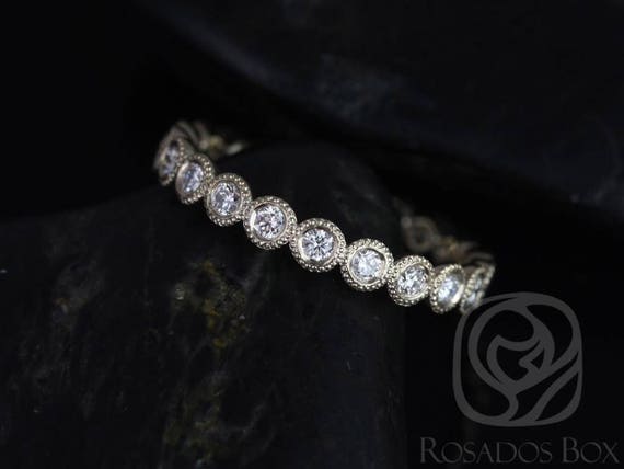 Ready to Ship Original Bubbles 2.8mm 14kt WHITE Gold WITH Milgrain Diamond FULL Eternity Ring,Bezel Set Ring,Diamond Wedding Ring