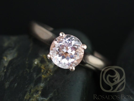 Ready to Ship Hannah 7mm 14kt Rose Gold Round Morganite Cathedral Solitaire Engagement Ring