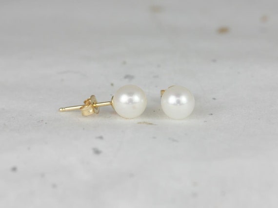 Ready to Ship Cultured Pearl Freshwater 5mm 14kt Yellow Gold Classic Stud Earrings (Basics Collection)