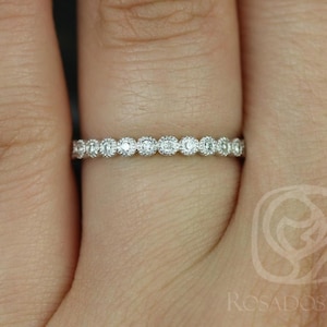 Anello Petite Bubbles in oro 14 carati con diamanti Milgrain, quasi eternità, anello con castone, fascia Art Déco, fede nuziale unica, piccolo anello con diamanti