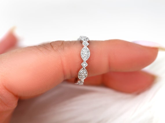 Marquisa 14kt Diamond ALMOST Eternity Ring,Unique Diamond Ring,Art Deco Stacking Ring,Antique Ring,Gift For Her,Anniversary Gift,Unique Ring