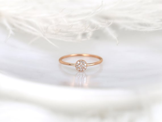 Diskco 14kt Diamond Ring,Pinky Ring,Diamond Ring,Gift For Her,April Birthstone,Pave Disk Ring,Minimalist Ring,Petie Ring,Dainty Diamond Ring