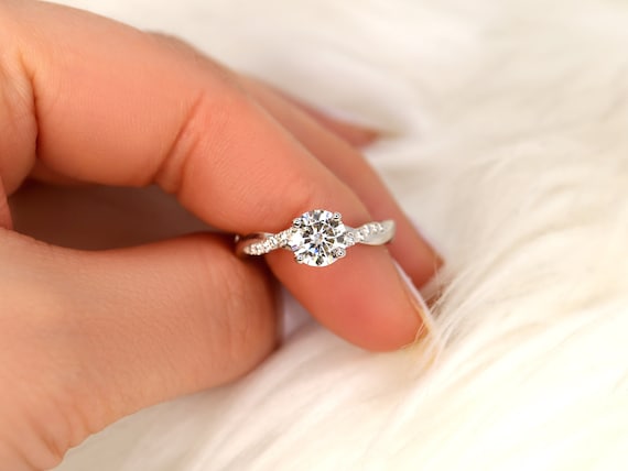 1.25ct Tyra 7mm 14kt Moissanite Diamond Crossover Round Solitaire Ring,Unique Engagement Ring,Entwined Vine Ring,Twisted Wedding Ring