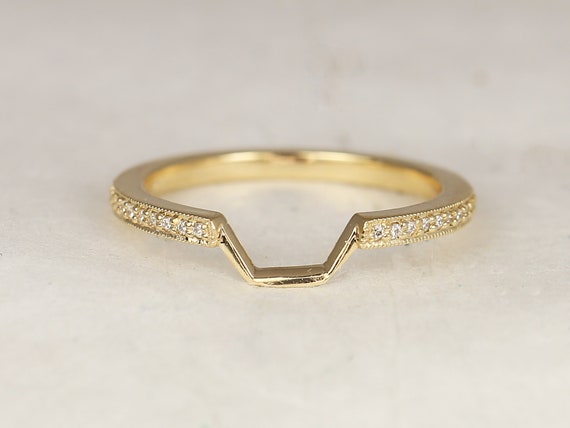 14kt Matching Band to Winona 7mm WITH Milgrain Diamond HALFWAY Eternity Ring