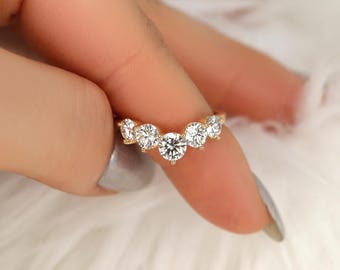 Mega Glen 14kt Diamond Nesting Ring,Unique Wedding Ring,Curved Diamond Ring,Graduated Tiara Ring,Anniversary Ring,Stacking Ring
