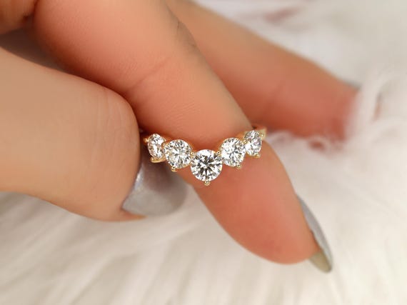 Mega Glen 14kt Diamond Nesting Ring,Unique Wedding Ring,Curved Diamond Ring,Graduated Tiara Ring,Anniversary Ring,Stacking Ring