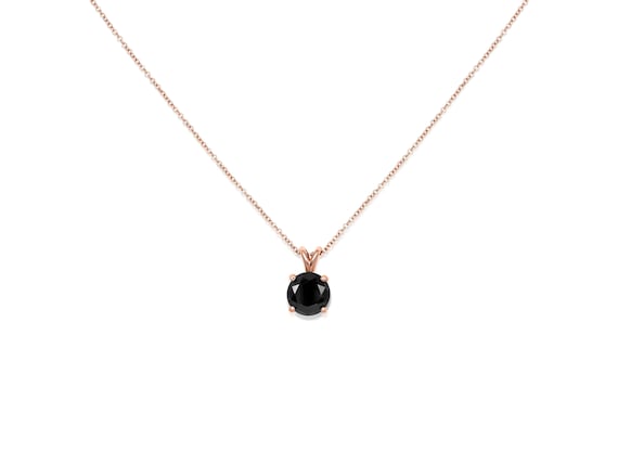 Ready to Ship Donna 6mm 14kt Rose Gold Black Onyx Dainty Solitaire Necklace,Minimalist Onyx Necklace,Gift For Her,Anniversary Gift,Birthday