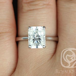 2.70ct Skinny Nancy 9x7mm 14kt Moissanite Cathedral Radiant Solitaire Ring,Radiant Engagement Ring,Unique Wedding Ring,Anniversary Ring,