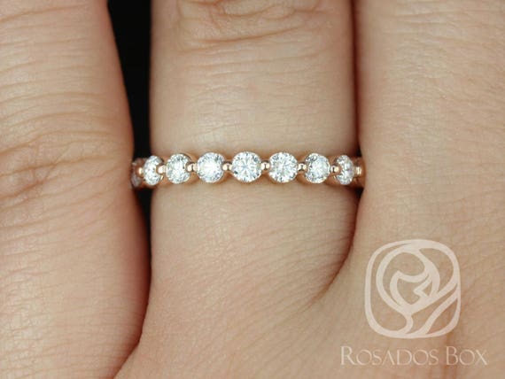 DIAMOND FREE Naomi 2.5mm 14kt Moissanite HALFWAY Eternity Ring,Single Prong Ring,Diamond Wedding Ring,Unique Ring,Anniversary Gift
