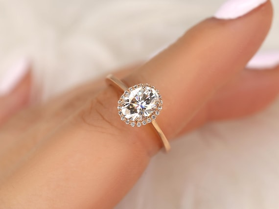 1.50ct Celeste 8x6mm 14kt Moissanite Oval Engagement Ring,Oval Halo Ring,Pave Halo Ring,Oval Stacking Ring,Oval Diamond Ring,Push Present
