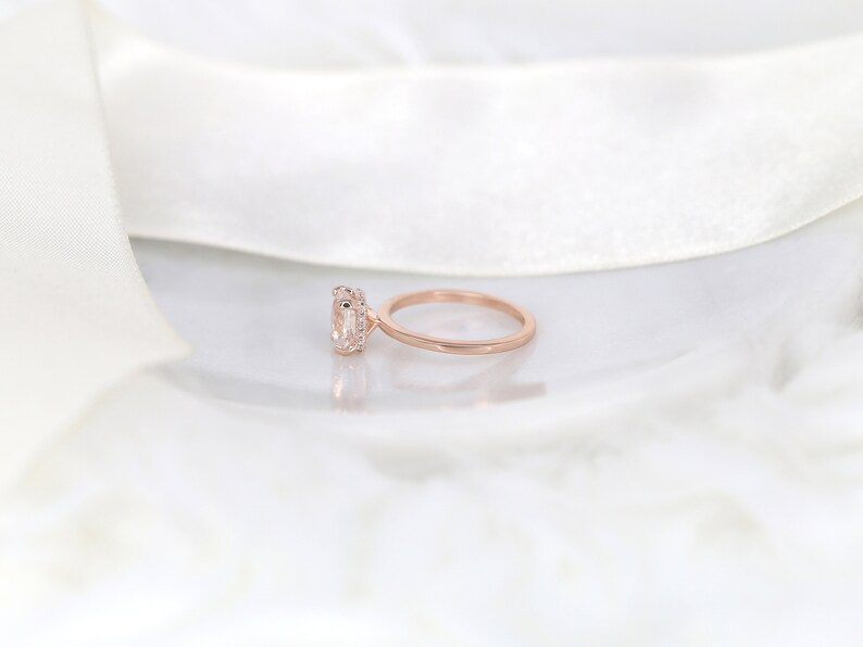 1.79ct Ready to Ship Tansy 14kt Rose Gold Faint Blush Champagne Sapphire Cushion Hidden Halo Ring,Unique Sapphire Ring,Secret Halo Ring image 5