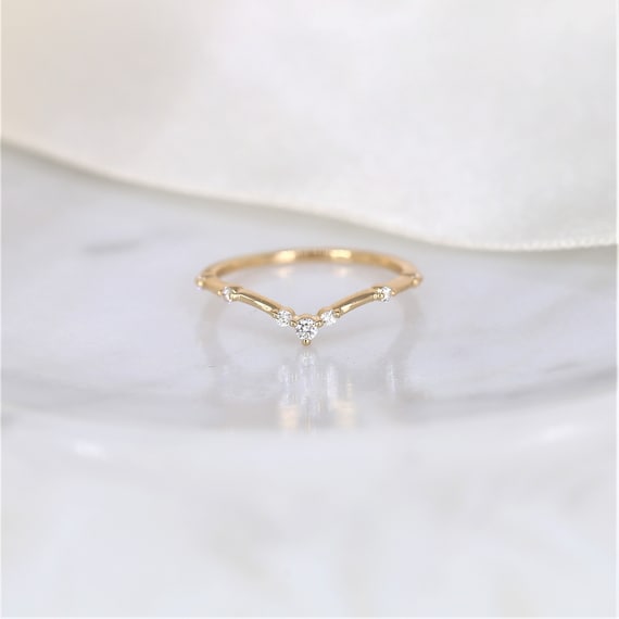 Callisto 14kt Gold Single Prong HALFWAY Eternity Dainty Diamond Chevron Cluster Ring,Diamond Ring,Unique Stackable Ring,Gift For Her