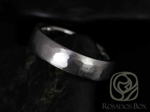 Troy 6mm Titanium Half Round LIGHT Hammered Satin/Matte Finish Band