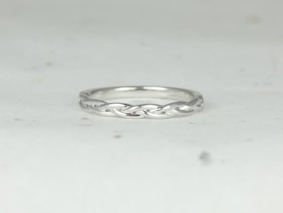 Skinny Prudence 14kt White Gold Braided Weave HALFWAY Eternity Ring