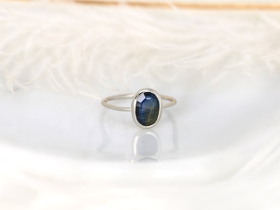 1.68ct Ready to Ship Donatella Oval 14kt White Gold Midnight Blue Sapphire Ring,Unique Sapphire Ring,Oval Cut Ring,Oval Engagement Ring