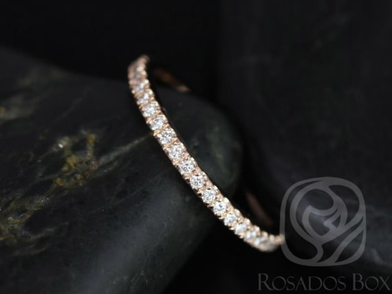 Dainty Thin Diamond Band Matching Tabitha or Toni 9x6mm/10x7mm Diamonds HALFWAY Eternity, 14kt Solid Gold