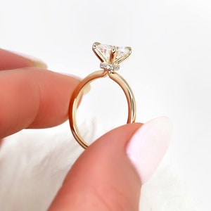 2ct Colleen 8mm 14kt Gold Moissanite Diamond Dainty Hidden Halo Ring,Round Halo Engagement Ring,Scarf Halo Ring,Secret Halo Ring,Unique Ring