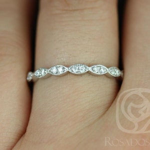 14kt Matching Band to Christie/Katya/Sunny WITH Milgrain Diamond HALFWAY Eternity Ring,Leaf Ring,Diamnd Ring,Art Deco Wedding Ring