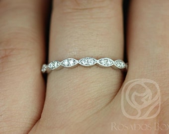 14kt Matching Band to Christie/Katya/Sunny WITH Milgrain Diamond HALFWAY Eternity Ring,Leaf Ring,Diamnd Ring,Art Deco Wedding Ring