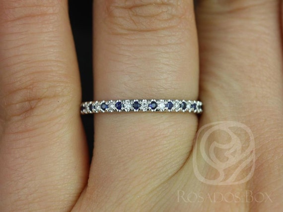 Kierra 14kt Gold Sapphire Diamond HALFWAY Eternity Ring,Unique Wedding Ring,Stacking Ring,September Birthstone,Gift For Her,Push Present