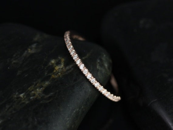 14kt Matching Band Romani 7x5mm/8x6mm Rebecca HALFWAY Eternity Ring,Dainty Micropave Ring,Diamond Wedding Ring,Anniversary Gift,April Gift